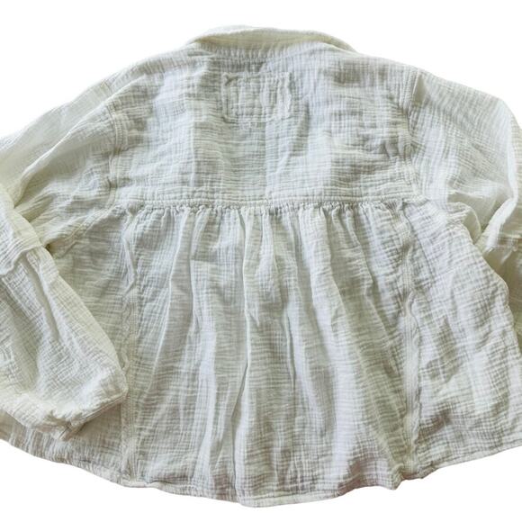 Free People Yucca Top Optic White Size Small Puff Sleeve Cotton Gauze Light - Picture 7 of 8